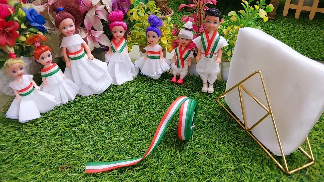 Платье для куклы, сделанное своими руками из папиросной бумаги ко Дню Республики / За кулисами съ...