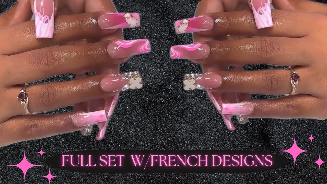 FULL SET W/FRENCH DESIGNS ✨💕💕