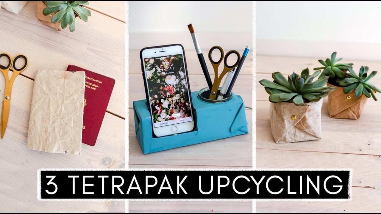 3 DIY Tetrapak Upcycling Ideen mit @EASYALEX  - Handyhalter mit Organizer, Töpfe  & Reisepasshülle