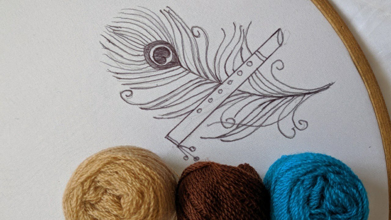 Hand Embroidery for kurti/blouse/dress design tutorial | Hand Embroidery Stitch : peacock feather