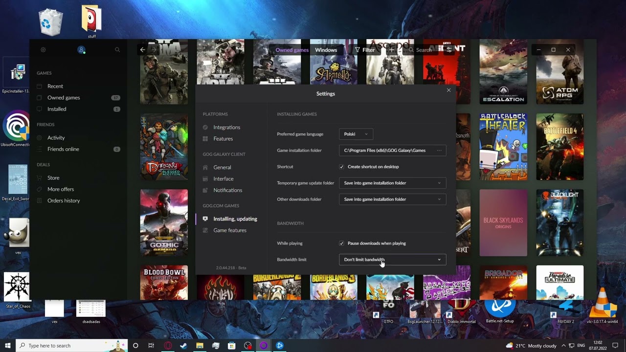 Gog Galaxy 2022 - How To Disable & Adjust Download Speed Limit