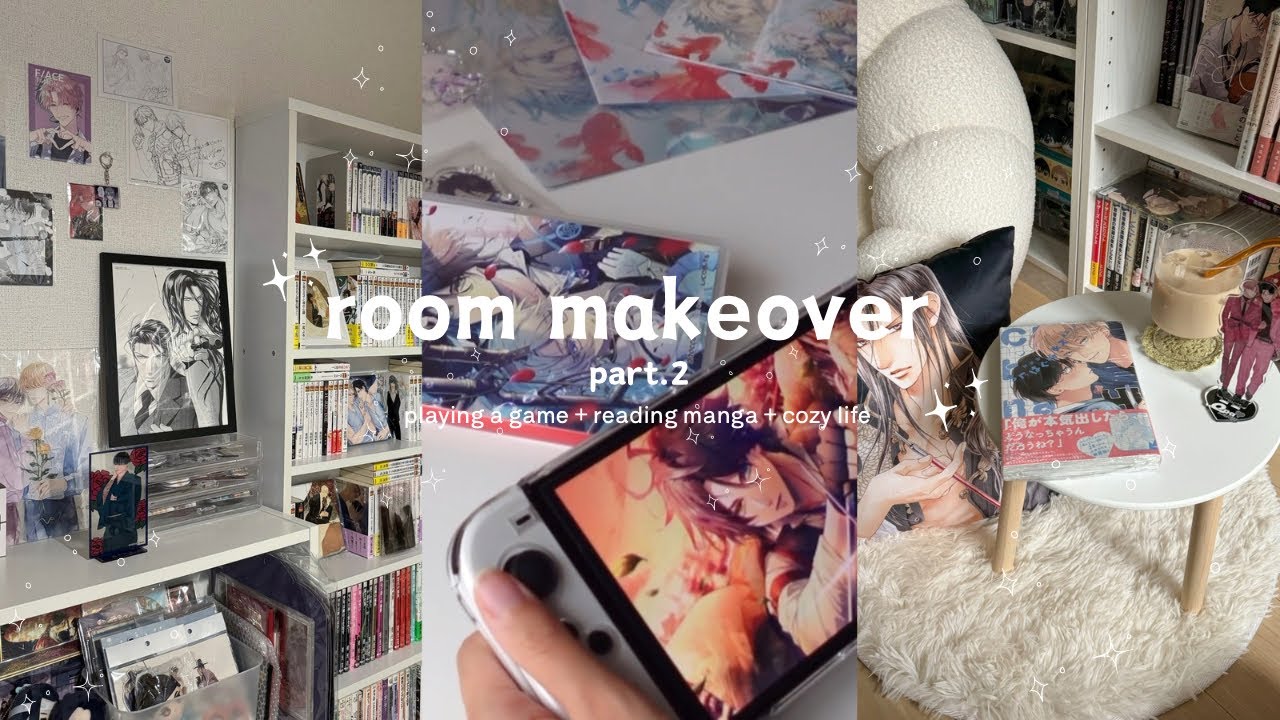 room makeover ②｜ゲーム開封＆久々の乙女ゲーム(泡沫のユークロニア🫧)｜グッズ収納棚を作る🌳｜コンビニスイーツと漫画📚｜社会人のオタクライフ⸝⋆⸝⋆｜cozy room