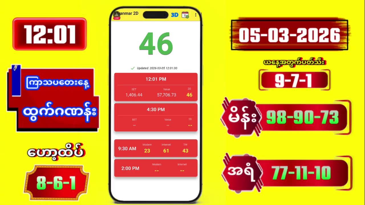 2D Live Myanmar | 12:01 | 05-03-2026