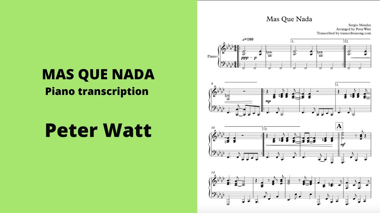 Peter Watt – Mas Que Nada (Piano Transcription)