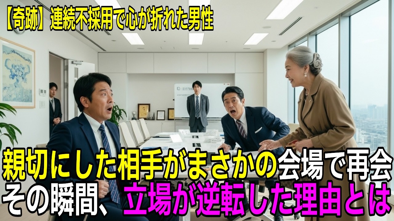 11社連続で不採用の42歳男性→電車で杖をついた老婦人を助けた結果, 翌日の面接で面接官が絶句…【感動実話】