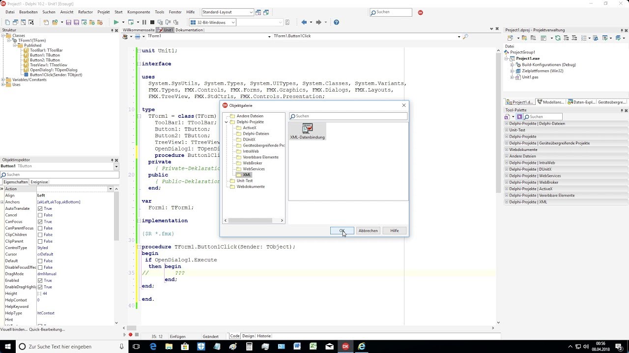 Tutorial: XML Data Binding Wizard (Delphi DX10.2.3) on Windows