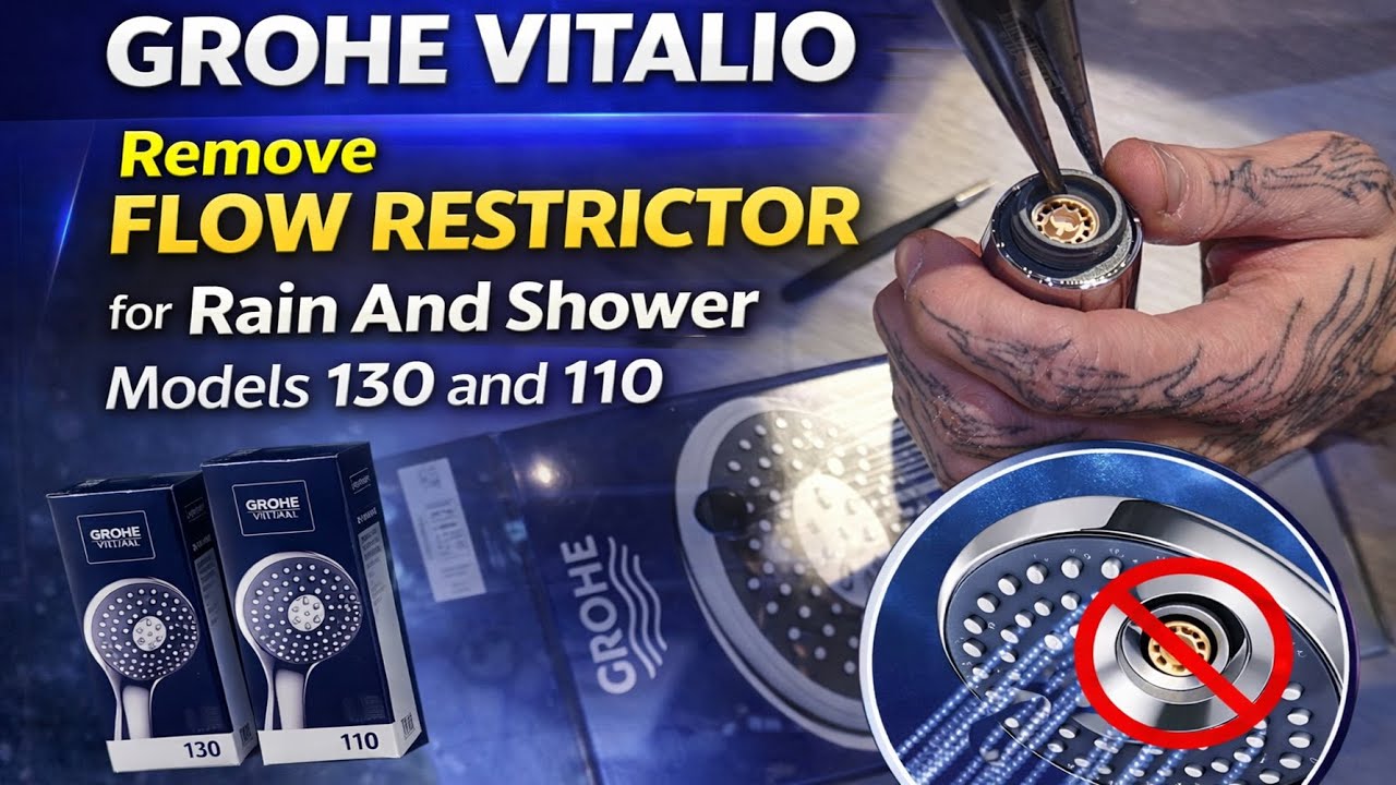 GROHE VITALIO Удалить ограничитель потока для моделей Rain и Shower 130 110