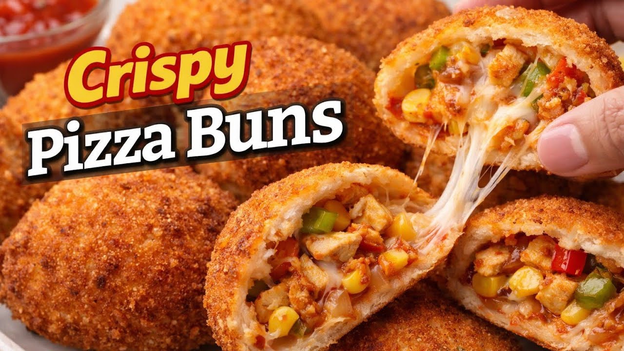 Crispy Chicken Pizza Buns Recipe | Cheesy & Spicy Snack Ramadan Special Crispy Chicken Pizza Buns |