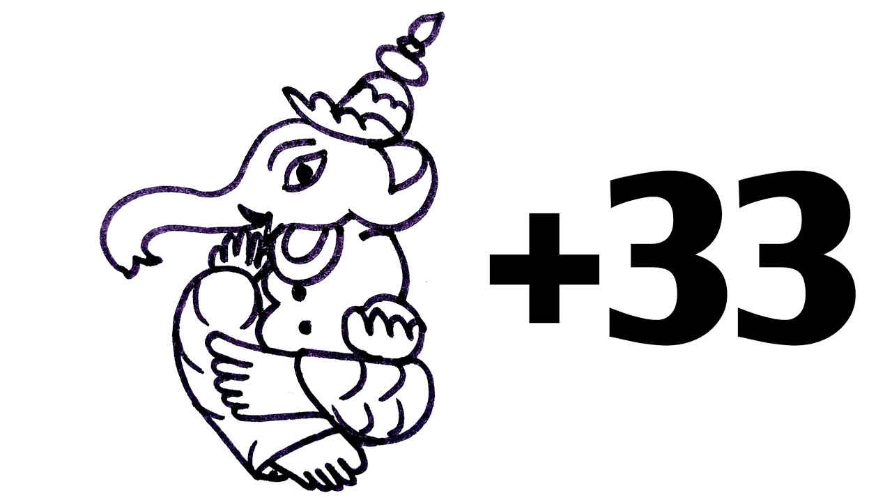 Beautiful Ganesh Drawing From 33 Number | Ganpati Drawing Easy Trick with 33