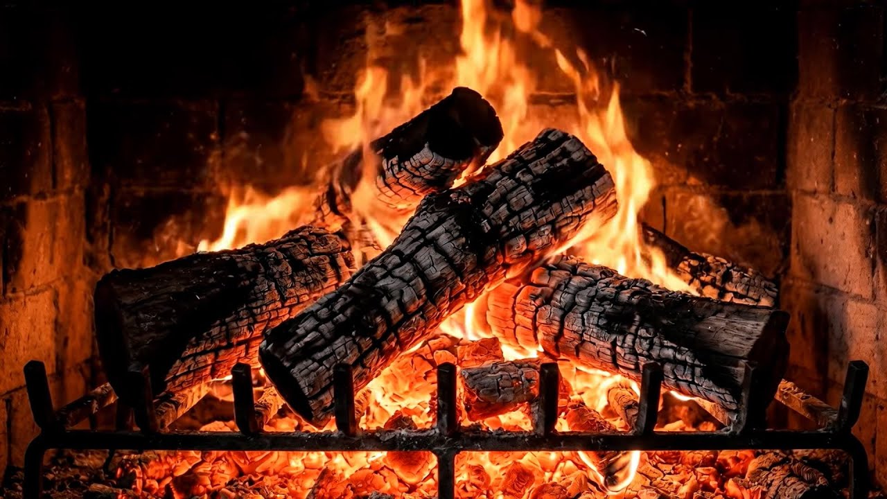 🔥 Warm Fireplace Ambience with Real Crackling Logs and Glowing Embers.