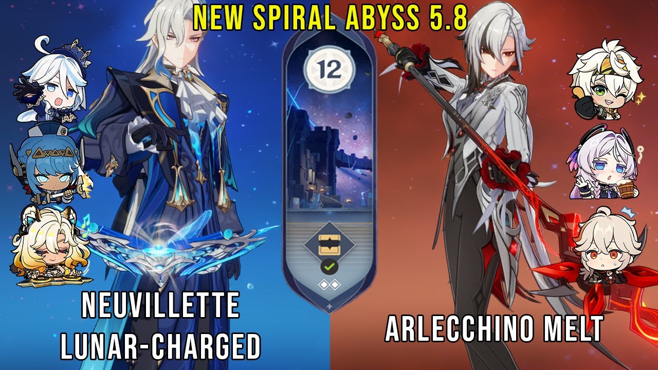 C0 Neuvillette Lunar Charged and C0 Arlecchino Melt | Genshin Impact Abyss 5.8 Floor 12 9 Stars
