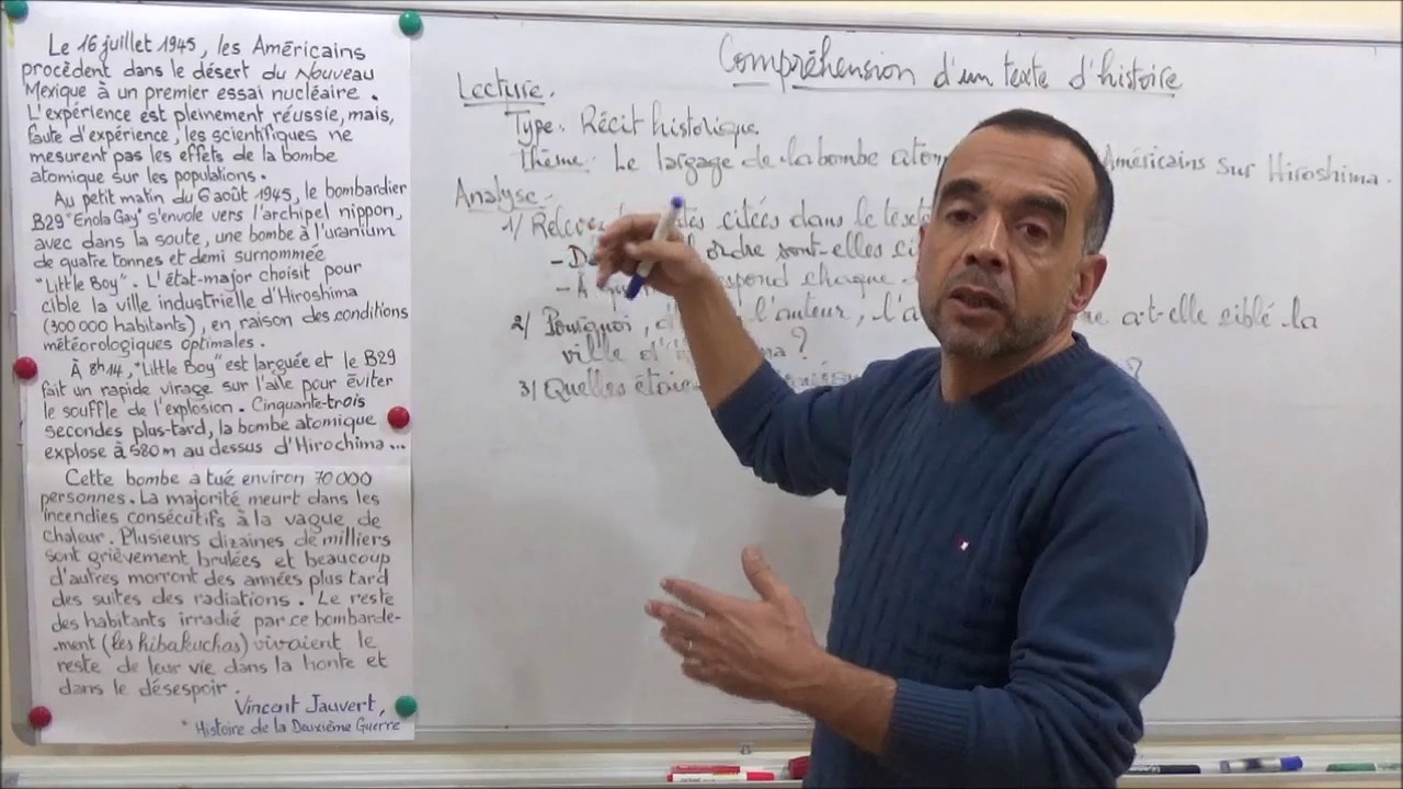 Conpréhension d'un texte d'histoire