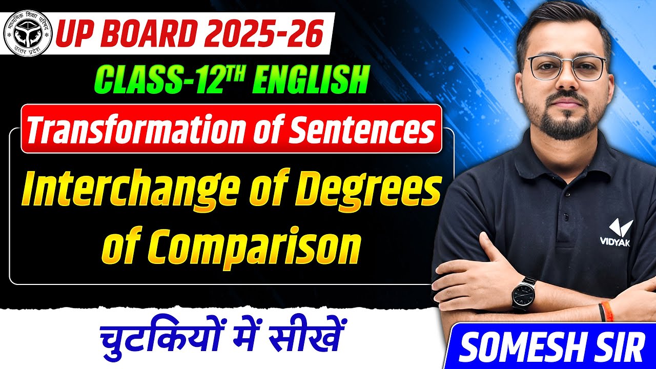 Interchange of Degrees of Comparison | Transformation English Grammar | Class 12 English | UP Board