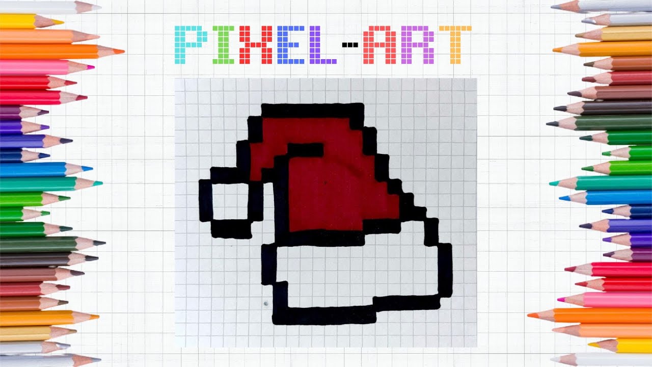 Como Dibujar Gorra de Papa Noel en Pixel Art - How To Draw Santa Hat #pixelart #christmas #papanoel