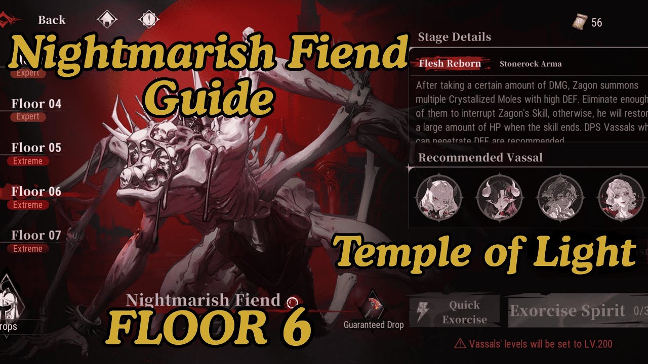 Nightmarish Fiend - Floor 6 Guide - Temple of Light [Silver and Blood]
