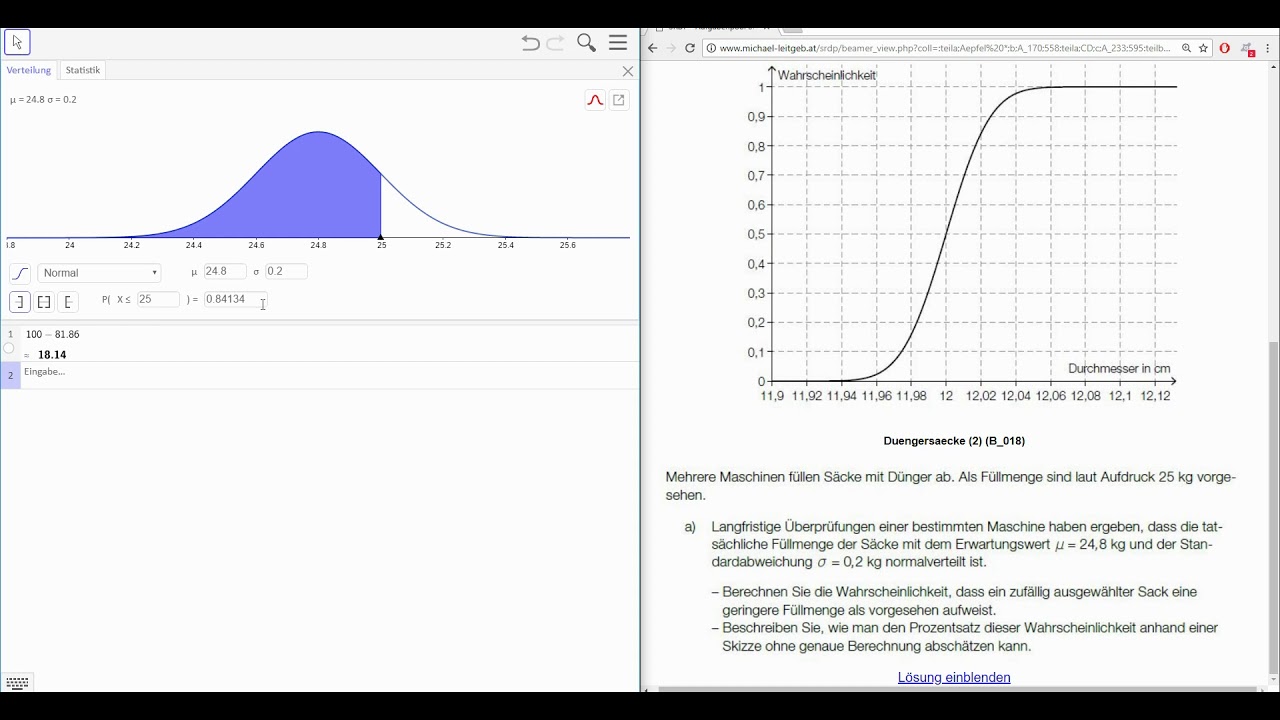 GeoGebra - Normalverteilung