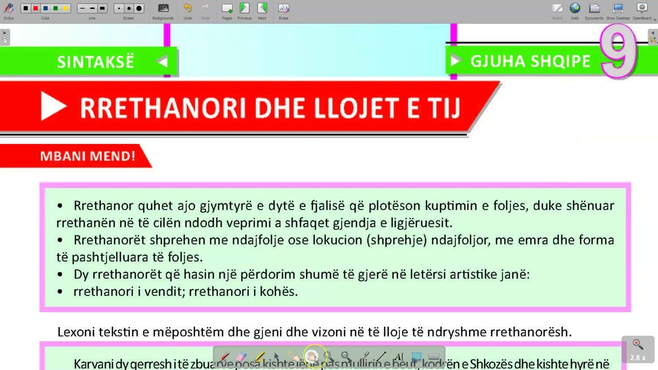 110 Gjuha 9 Filara Mesimi 110 Sintakse Rrethanori dhe llojet e tij