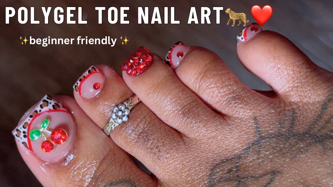 POLYGEL TOES AT HOME | TOE NAIL ART FOR BEGINNERS | CUTE NAIL ART AT HOME