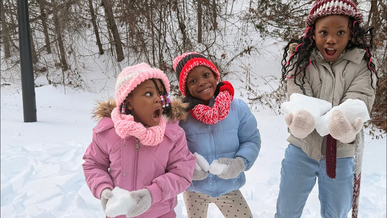 Going out to play in the snow with my sisters 