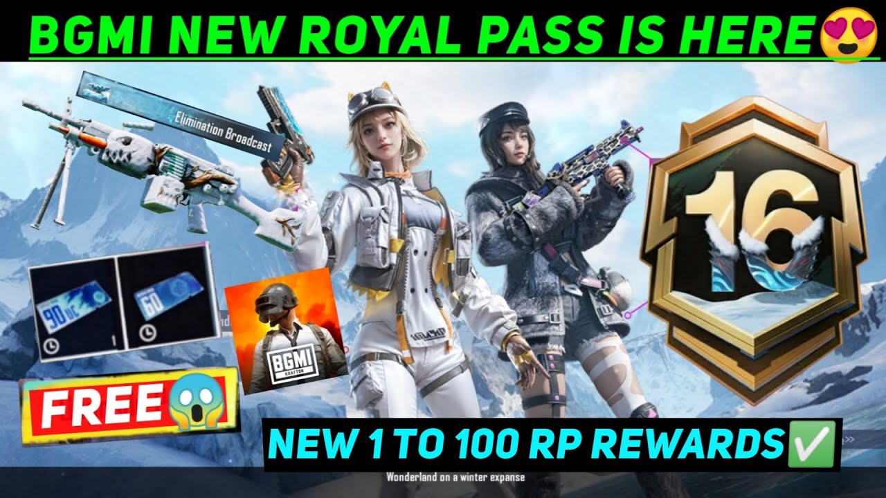 BGMI NEW ROYALE PASS A16 / BGMI A16 ROYAL PASS REWARDS / A16 RP 60 UC VOUCHER KAISE LE