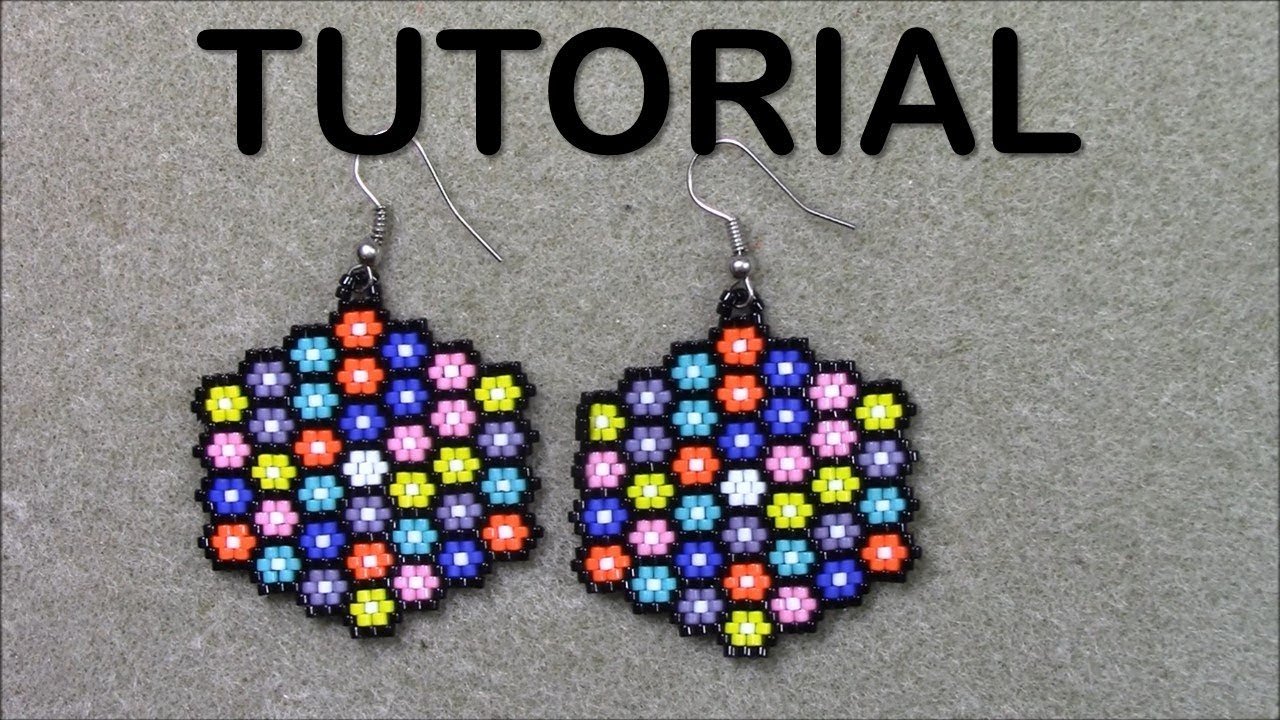 Zarcillos Flores Grandes Mostacillas en Peyote Simple TUTORIAL - Subtitles