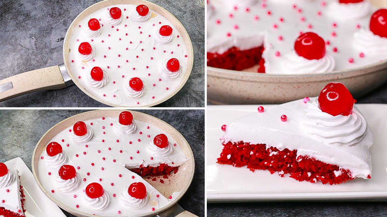 10 Min. Red Velvet Cake in Fry Pan | Eggless & Without Oven | Yummy