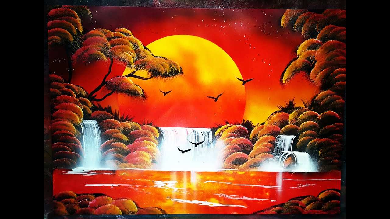Spray Art Tutorial Sunset Forest Lake 2016 ITA