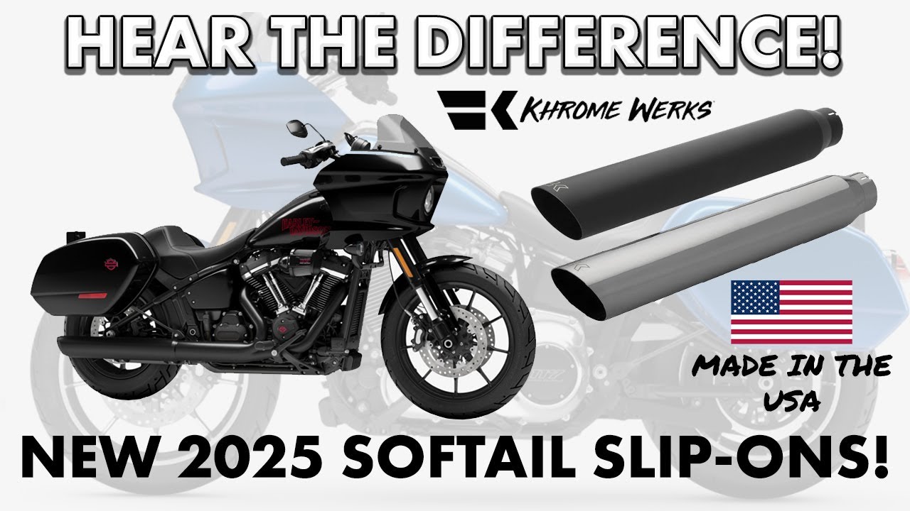 НОВЫЕ 4-дюймовые покрышки Khrome Werks HP Plus Slip On для Harley Softails 2025 года — в черном и...