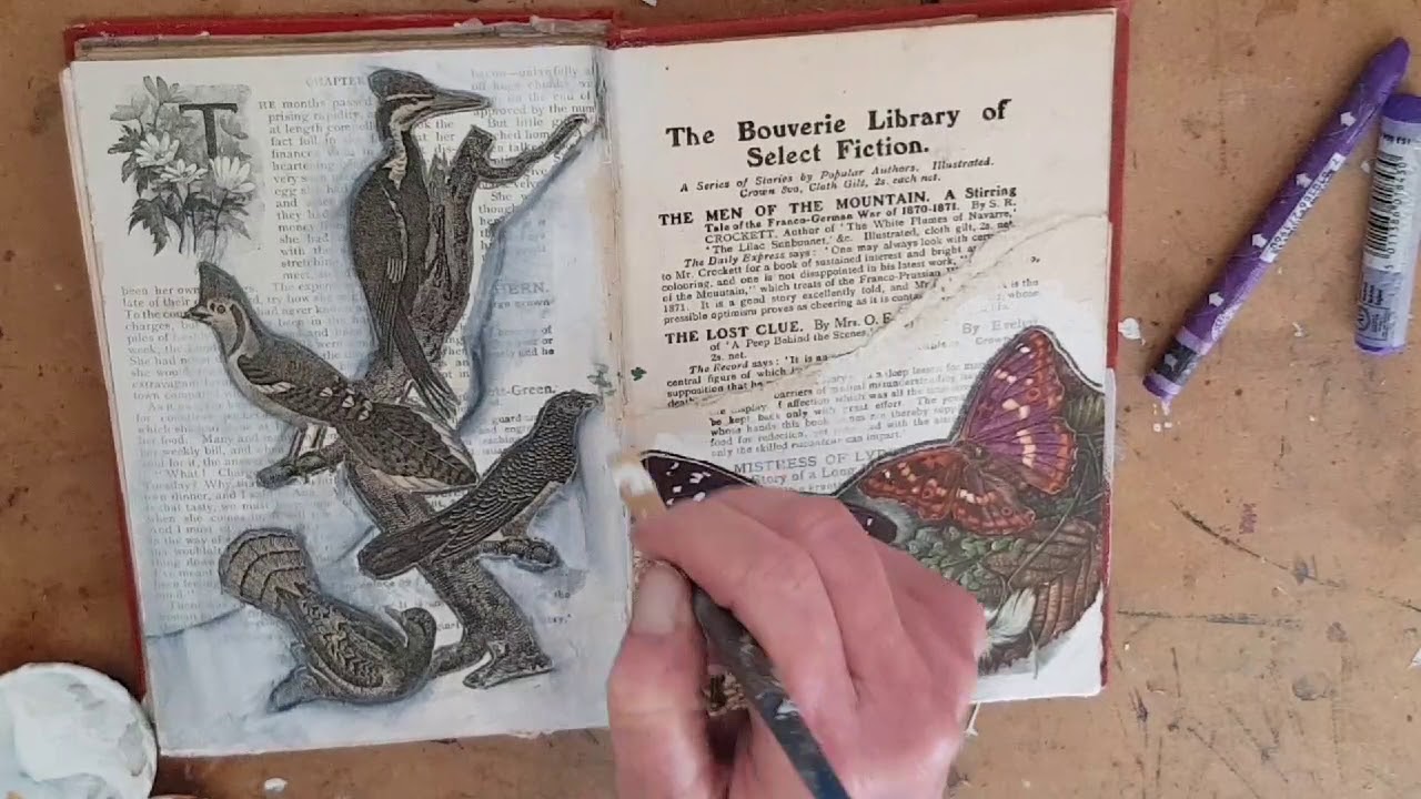 Ways to Use Gesso and Water Soluble Media in an Altered Book Page