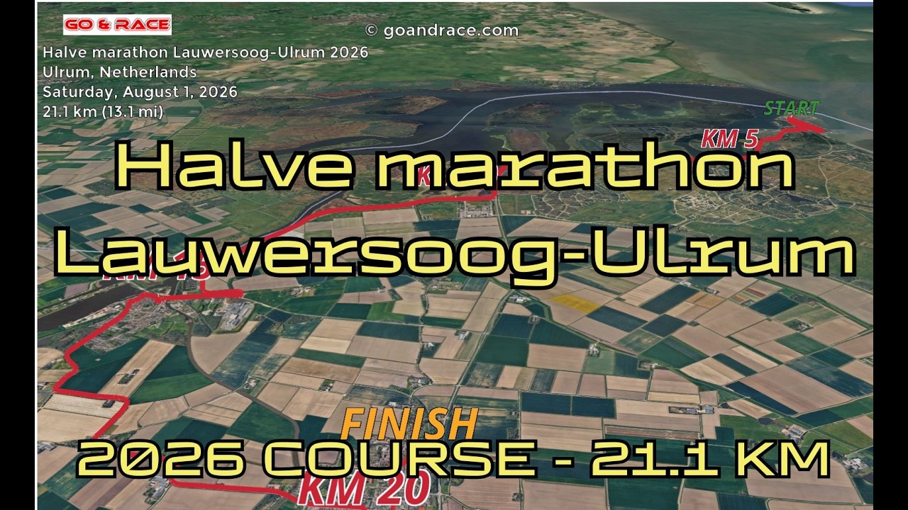 Halve marathon Lauwersoog-Ulrum 2026: 3D Video Course Map | 21.1 km - Ulrum