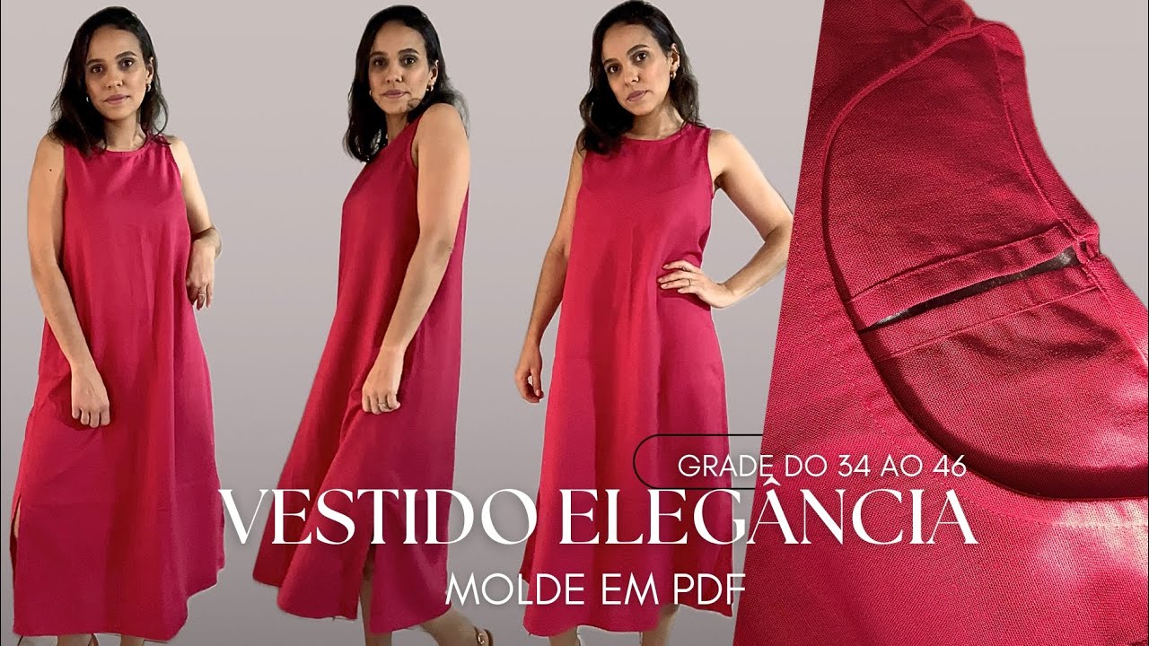 Vestido Elegância- Molde em PDF