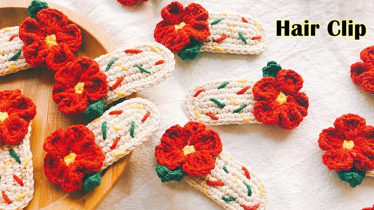 Crochet Hair Clip Camellia