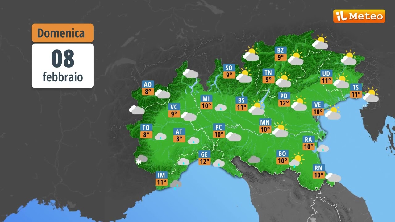 Meteo, previsioni e tendenza meteo Italia Sabato 07 febbraio 2026