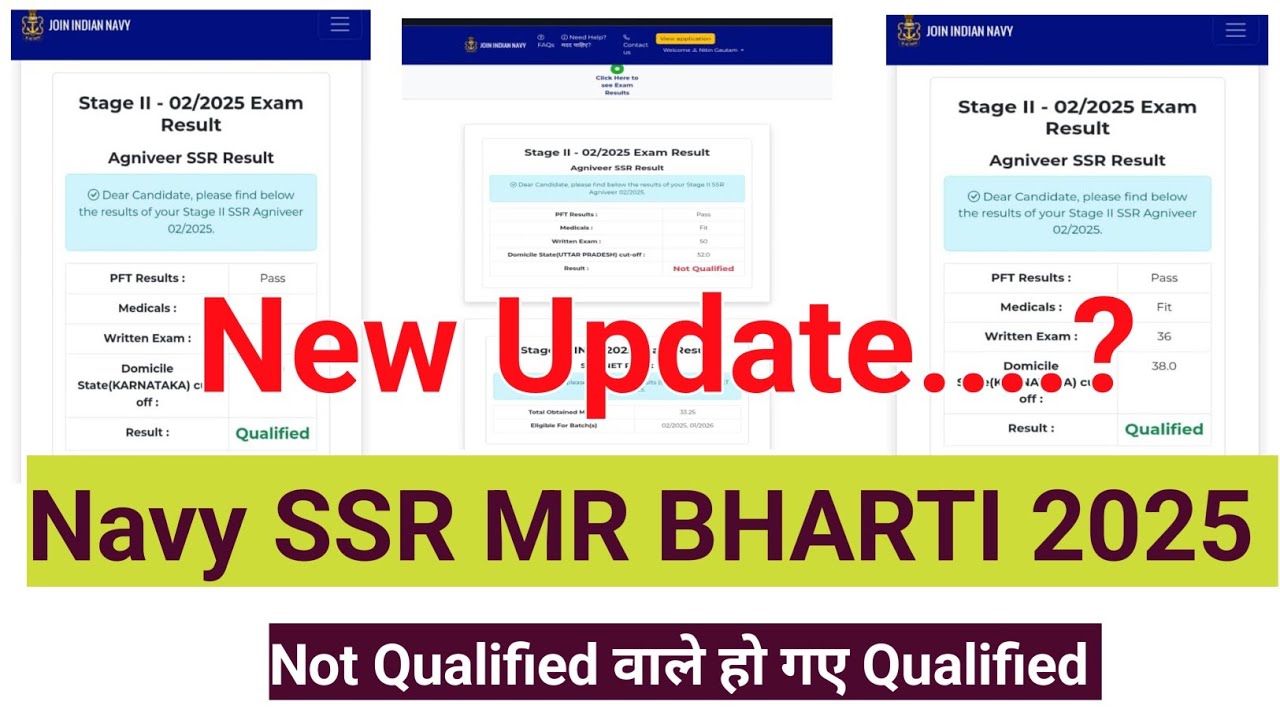 indian Navy SSR MR Exam Result New Update  | Official New Update 