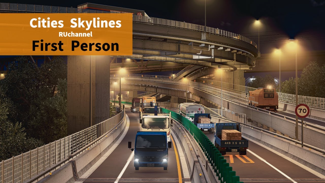 Cities Skylines : First Person Night Ride (Port to Central station)(Mingda ep32)