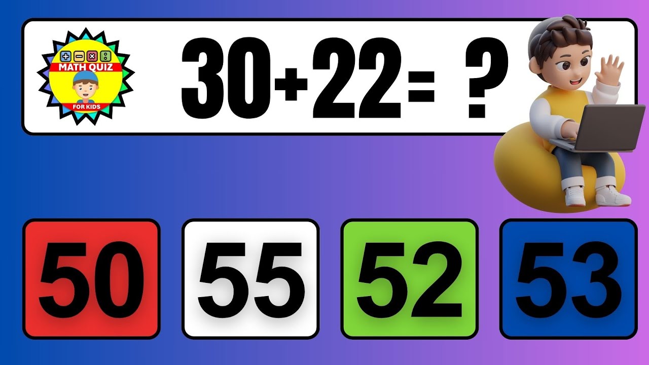 20 Math Quiz for Kids | Two Digit Addition Quiz