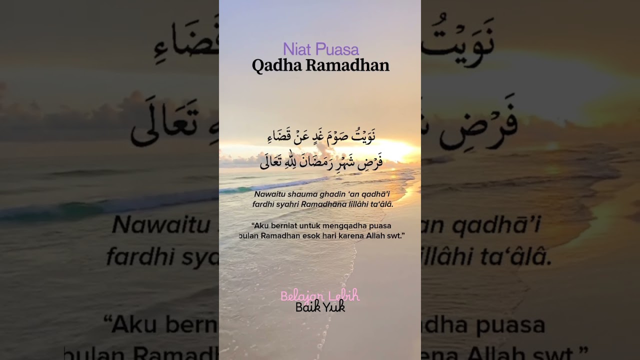 Niat Puasa Qadha Ramadhan