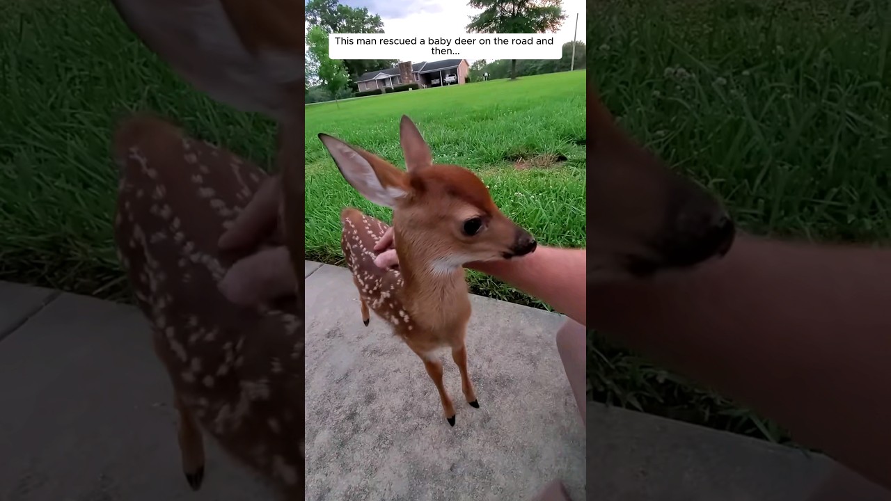 This man rescued a baby deer on the road and then... #animalshorts #shortvideo
