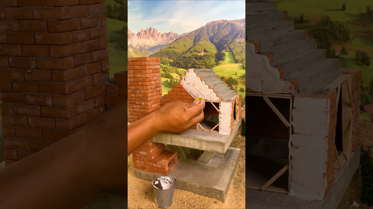 New! Building Wood Burning Brick and House by Mini Bricks. #miniature #miniature #diy