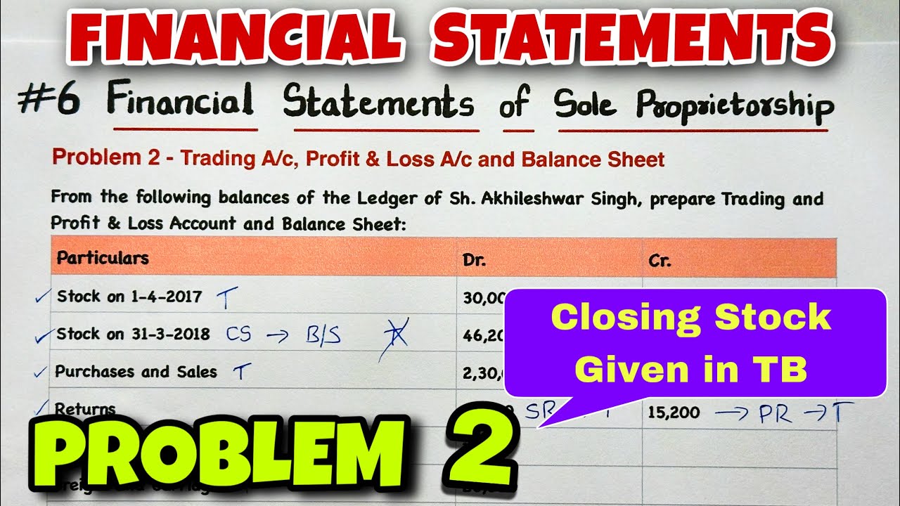 #6 Financial Statements - Problem 2 with Balance Sheet - Class 11 - By Saheb Academy