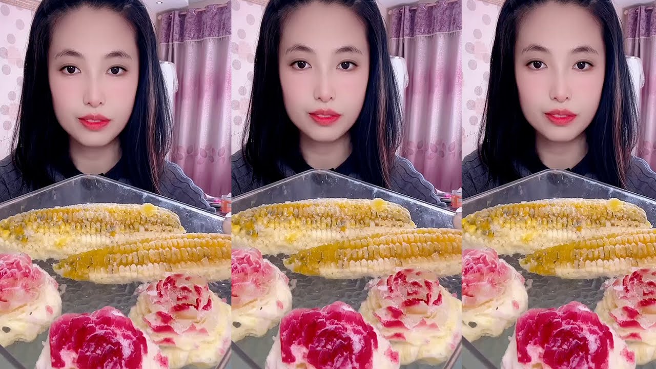 ASMR ICE EATING WHITH MATCHA + MILK POWDER + PASSION FRUIT #eatingice #mukbangiceeating