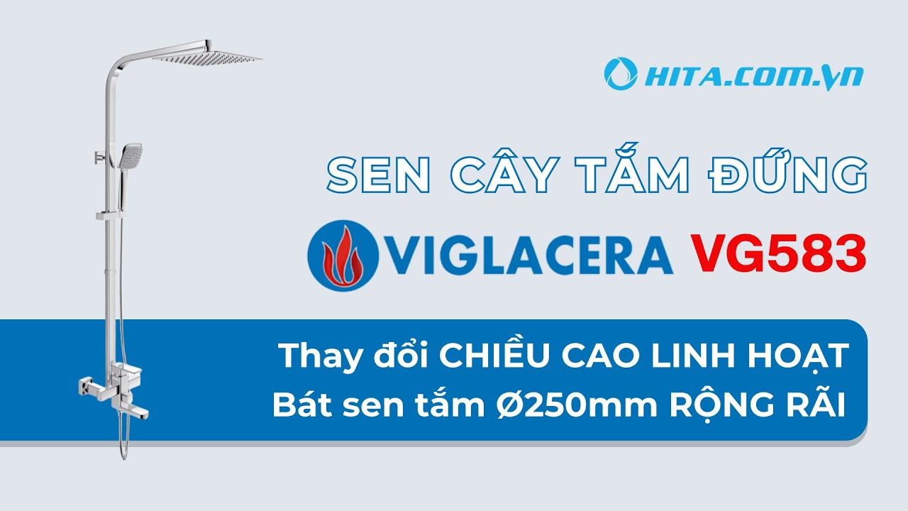 Sen cây tắm đứng nóng lạnh Viglacera VG583 thay đổi chiều cao linh hoạt, bát sen lớn | Nội thất HITA