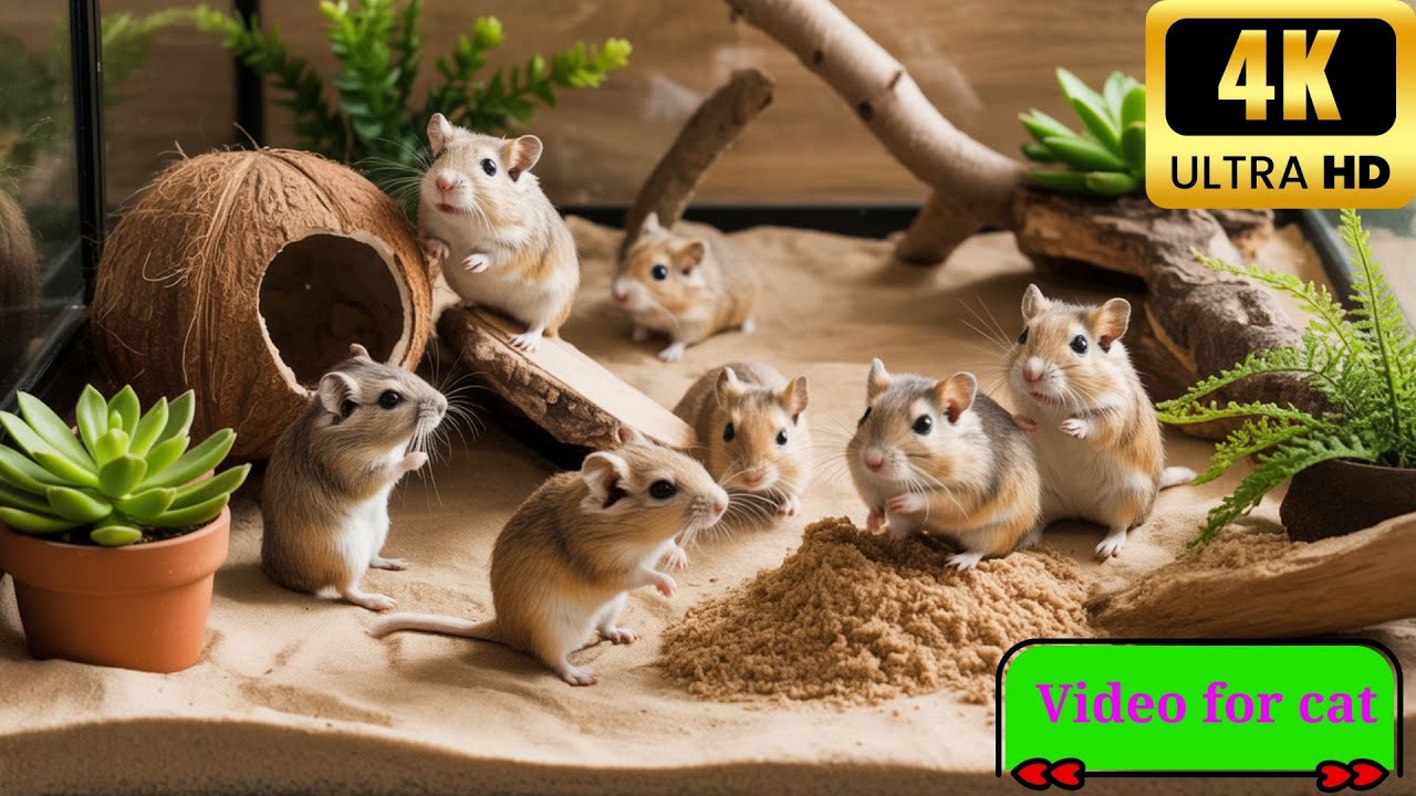 3 hour Cat TV mouse fun , Mouse squabble playing hide and seek for food - - Cat Tv Mouse - 4k UHD