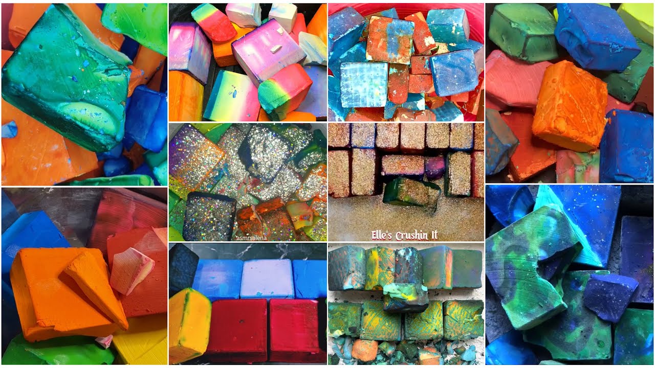 100+ Soft Dyed Gym Chalk Blocks | Nonstop Crushing | ASMR | Edit | Oddly Satisfying | Sleep Aid