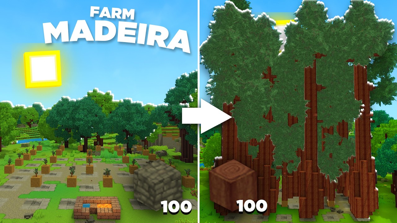 FARM DE MADEIRA e PEDRA FÁCIL no HYTALE - MUNDO ETERNO 14