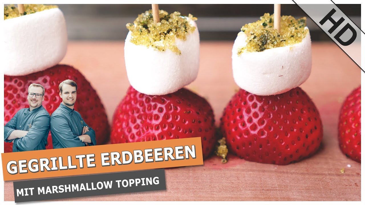 DESSERT vom GRILL | Gegrillte Marshmallow Erdbeeren | Marshmallow Erdbeer Spieße