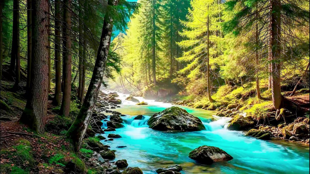 Flowing River Sound for Deep Sleep White Noise Forest Ambience for Stress & Mental Health
