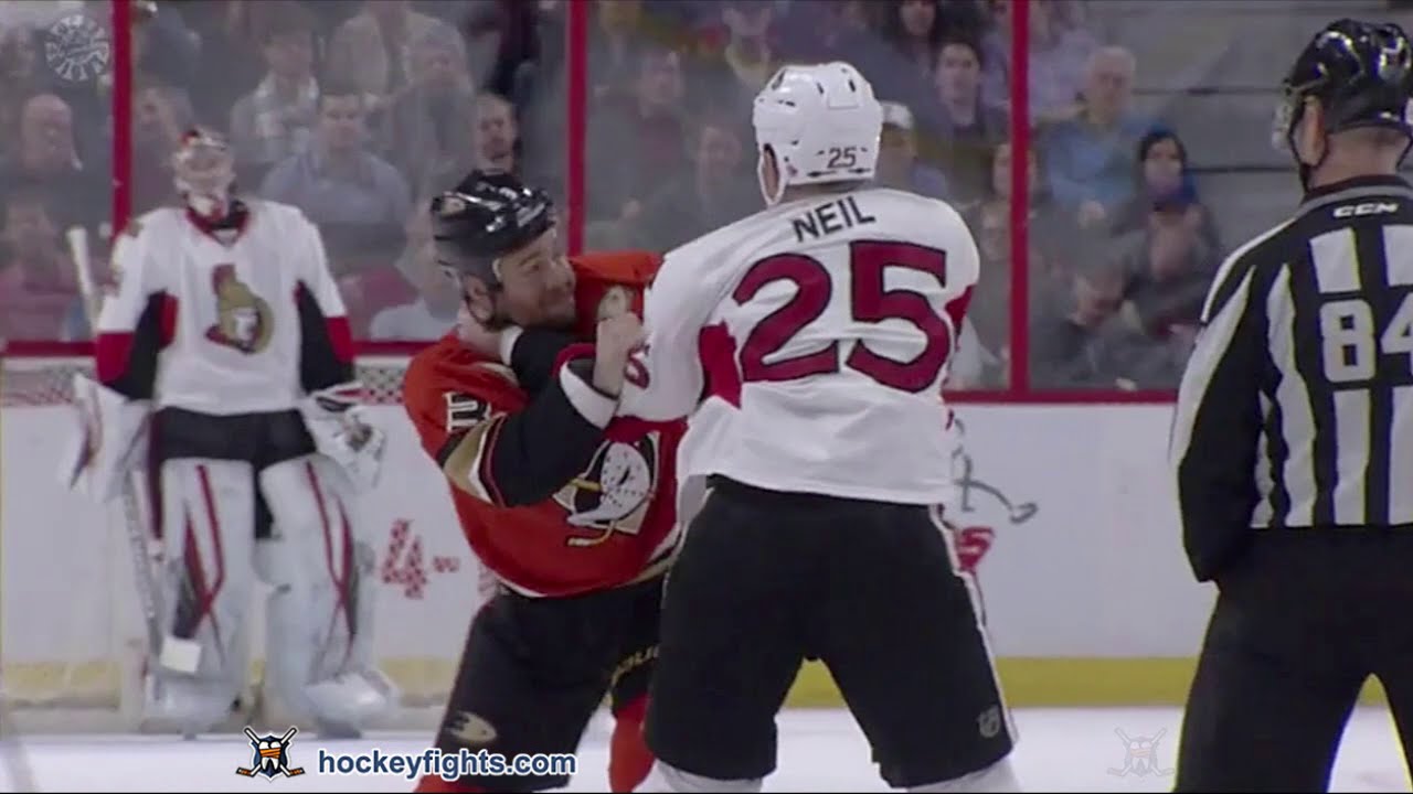 Clayton Stoner vs Chris Neil Mar 26, 2016