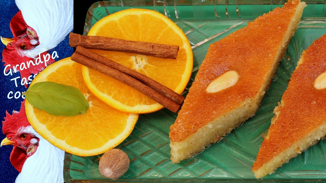 Σάμαλι απ' το Αϊβαλί με μαστίχα Χίου-semolina syrup cake-Grieß-Sirup Kuchen