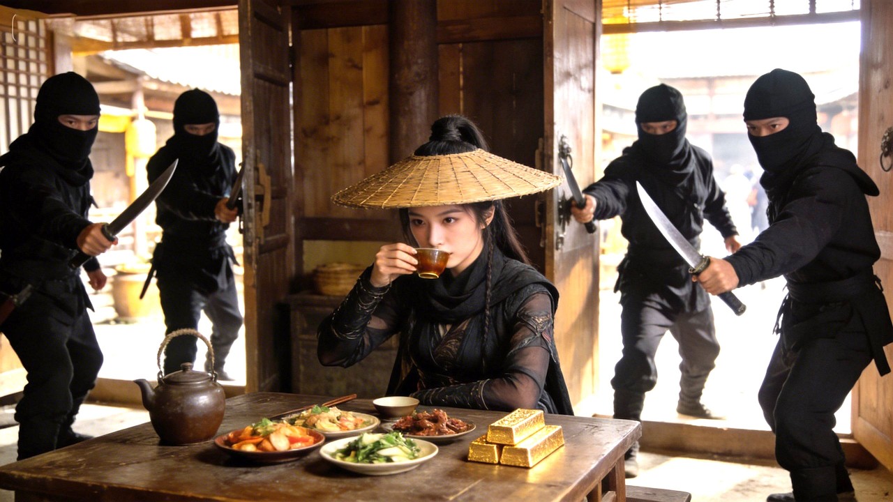 山匪劫財，不料戴斗笠女子竟是隱藏武林高手，秒殺百名黑衣人！💥 中國電視劇 | KungFu